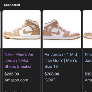 Air Jordan -1 Mid Tan Gum size 11.5